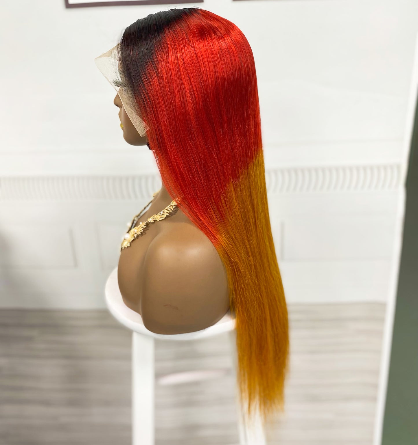 13*4 Lace Wig Straight Natural Human Hair Lace Wigs Color 1B/Red/Orange 250% Density