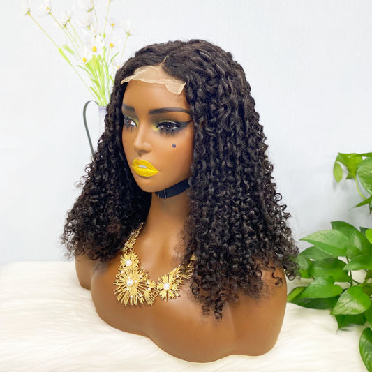 DD 4*4 Glueless Lace Wig Pixie  Natural Human Hair Lace Wig Color 1B 250% Density