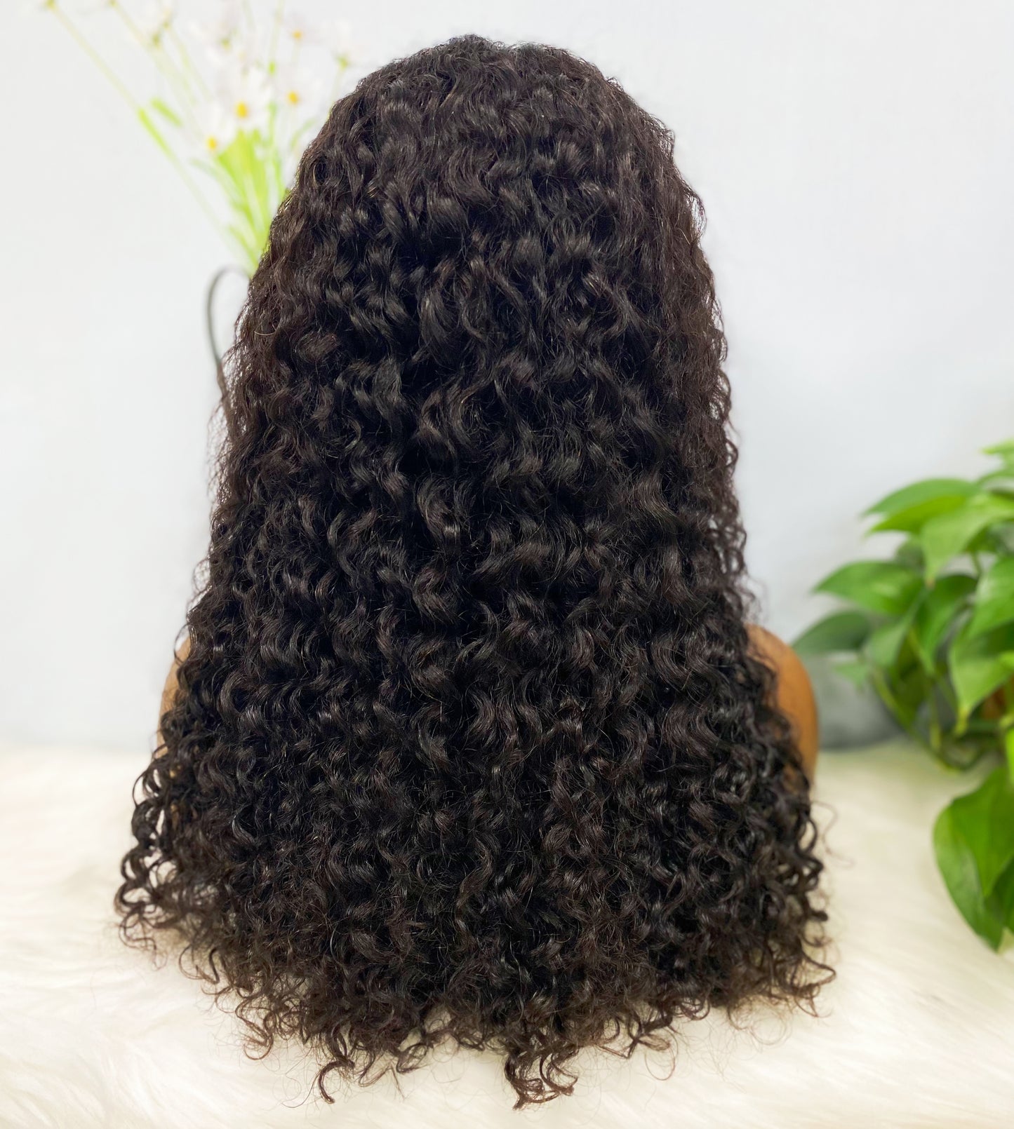 13*4 BOB Wig Water Wave  Natural Human Hair Lace Wigs Color 1B  250% Density