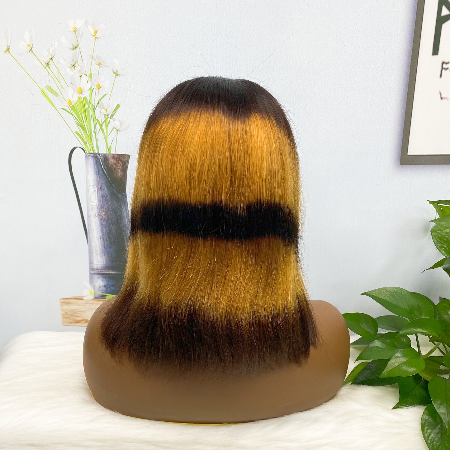 13*4 BoB Wig Straight  Wigs Color 1BF30#  200% Density