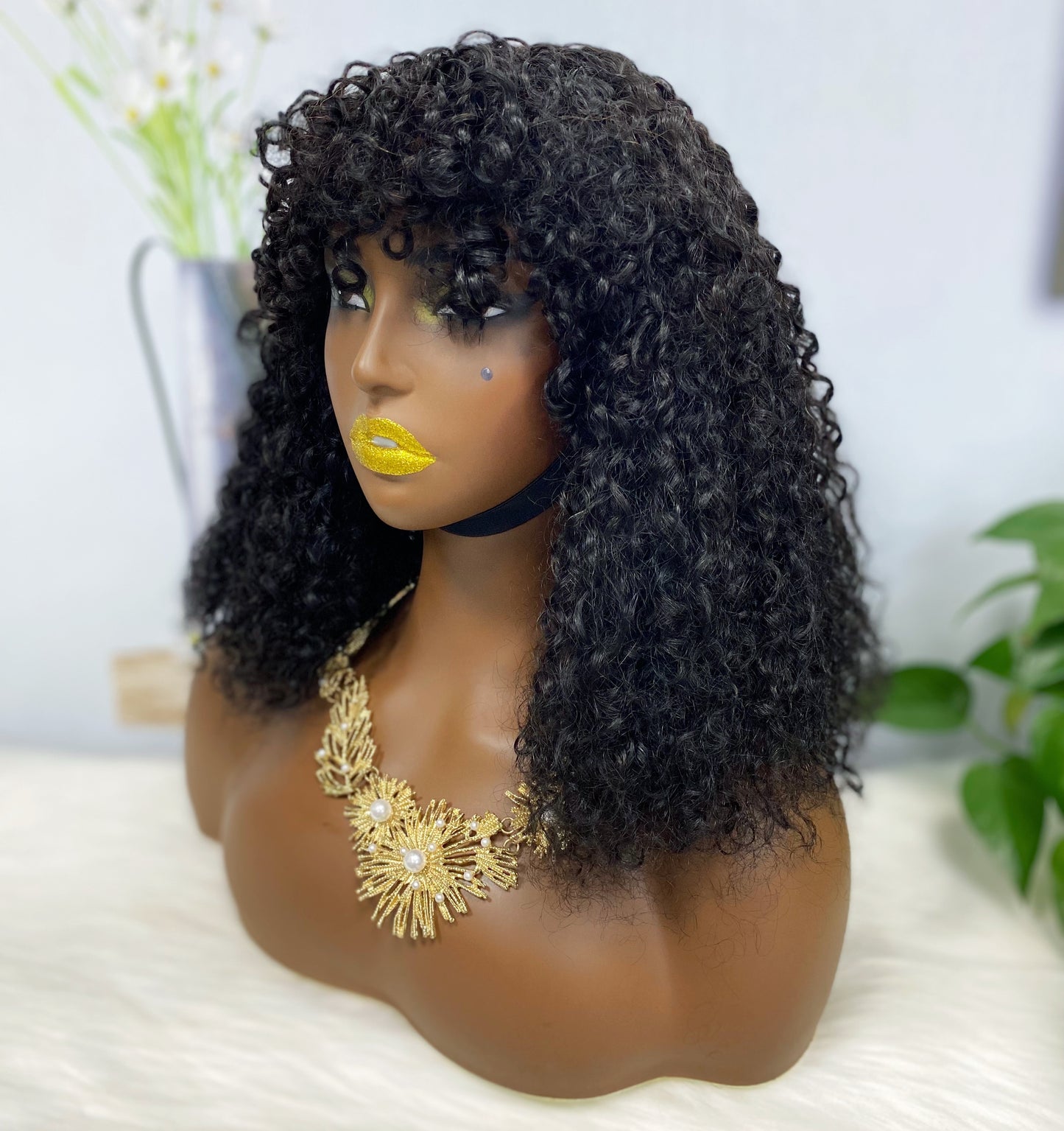 Fringe DD Wig Machine Human Hair Pixie Curly Wig Color NC