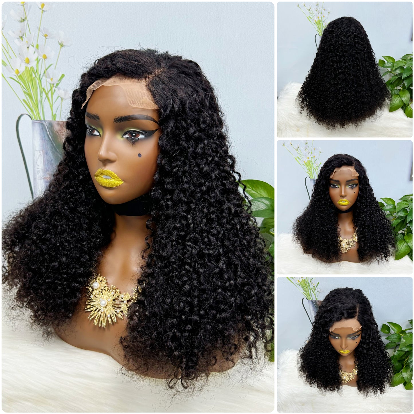 Double Drawn 5*5 Glueless Wig Pixie Curl Natural Color Lace Wigs Color T4/30/4# 20inch