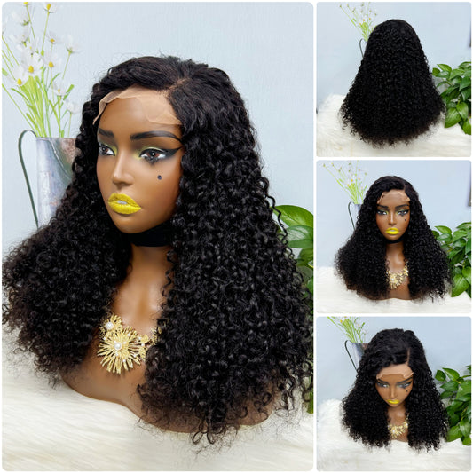 Double Drawn 5*5 Glueless Wig Pixie Curl Natural Color Lace Wigs Color NC 20inch