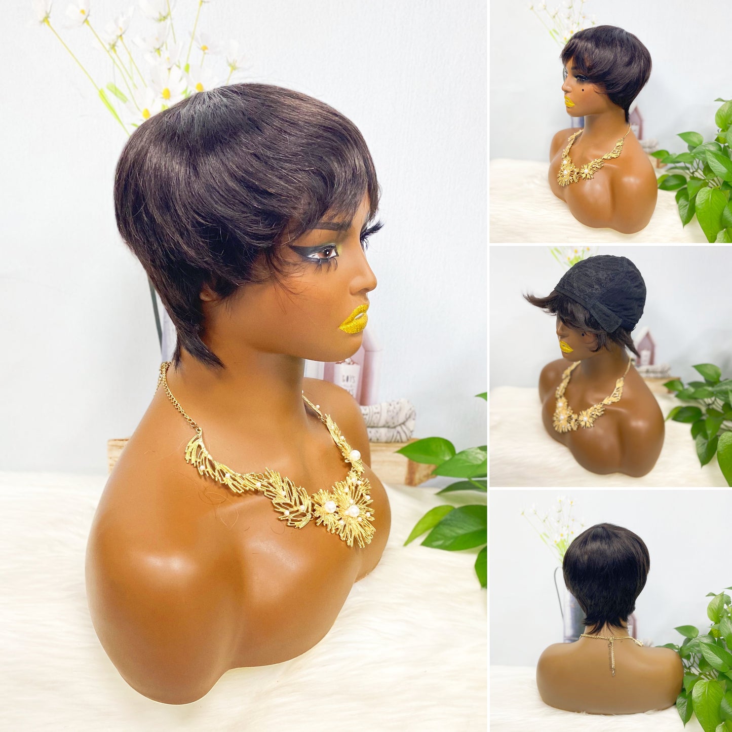 Machine Human Hair Wig Natural Hair Wig 510 Color 4#