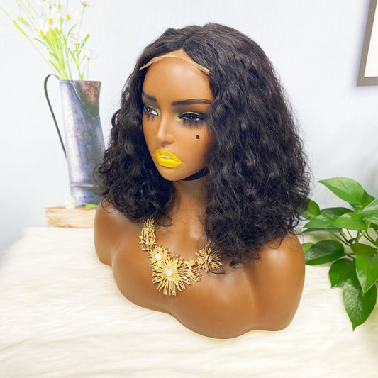 DD 4*4 T Lace Wig Water Wave Virgin Human Hair Lace Wig Color 1B