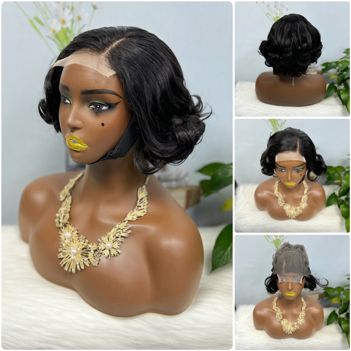 DD 4*4 Lace Wig Egg Curl Human Hair Wig Color T1B/4# 250% Density