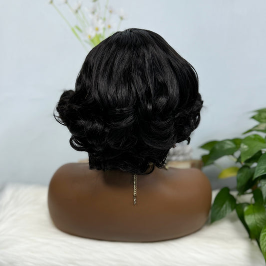 DD 4*4 Lace Wig Egg Curl Human Hair Wig Color NC 250% Density