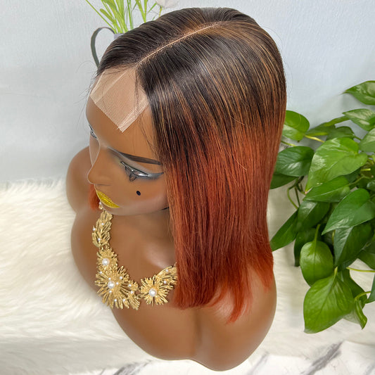 Super Double Drawn 2*6 Lace Bob Wig Human Hair Lace Wig Color T1B/350# Straight