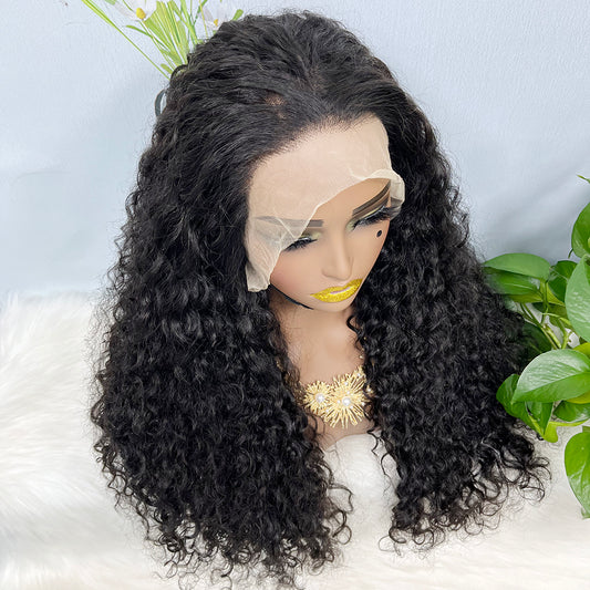 Double Drawn 13*4  Lace Wig Water Wave Natural Virgin Human Hair Wig Color NC
