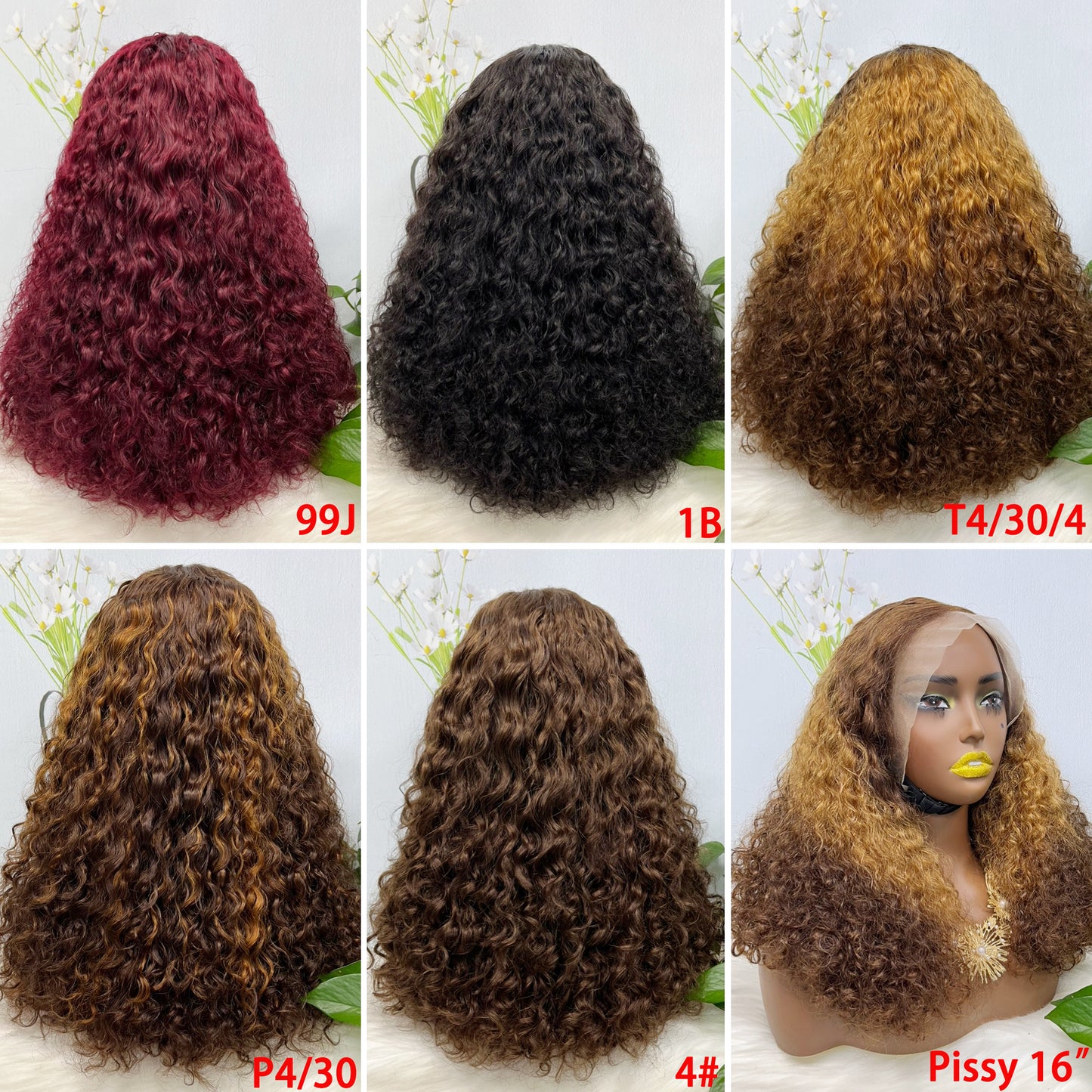 Double Drawn 13*4 Lace Wig  Pissy Curly Natural Human Hair Lace Wigs Color 99J 250% Density