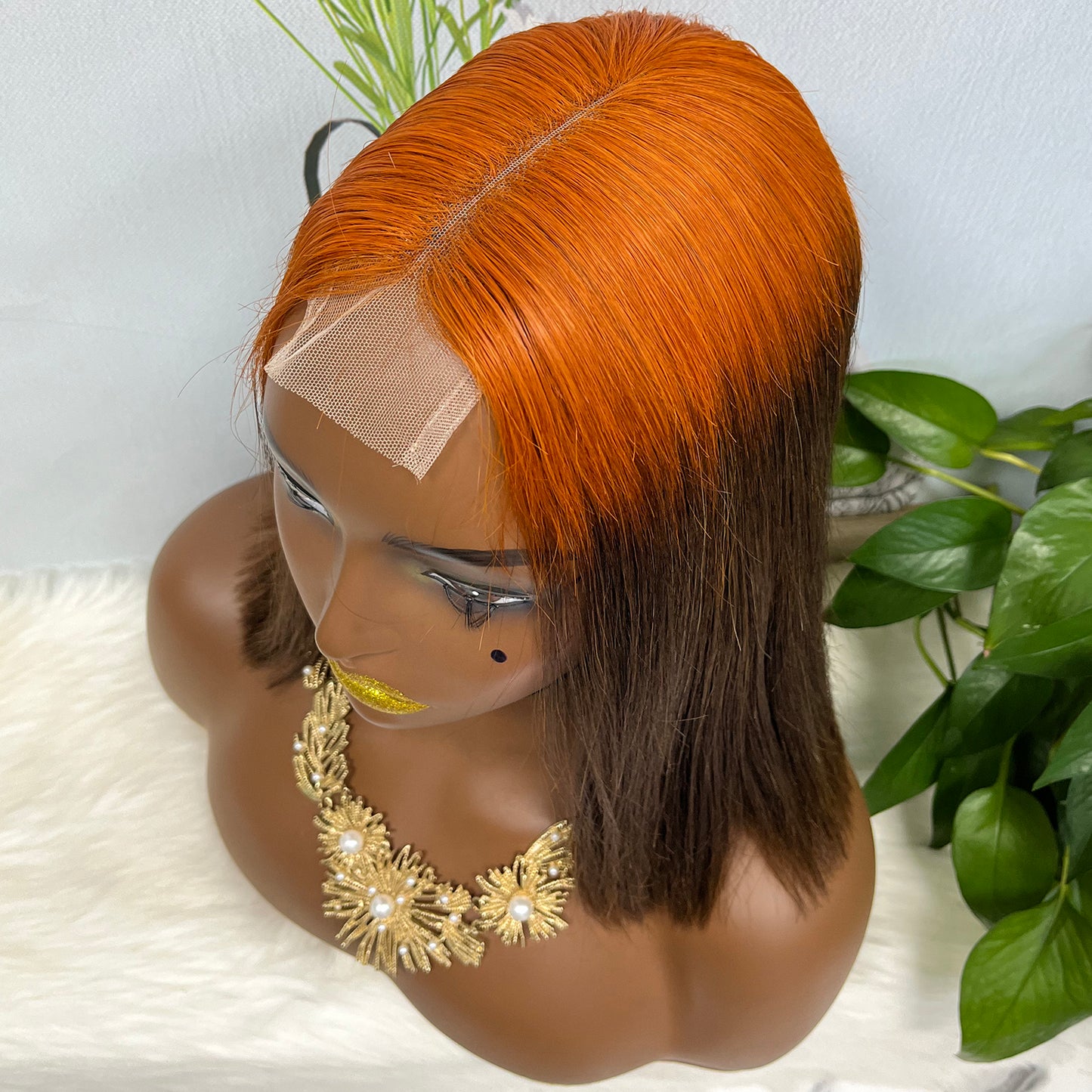 Super Double Drawn 2*6 Lace Bob Wig Human Hair Lace Wig Color T350/4# Straight