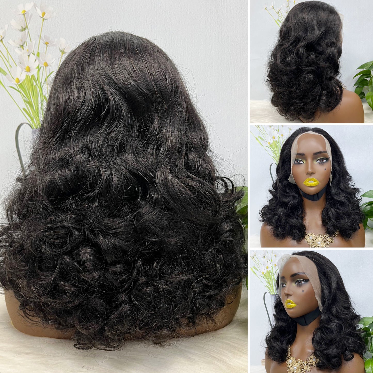 Double Drawn 13*4 Lace Wig Bouncy Natural Virgin Human Hair Wig Color P4/30