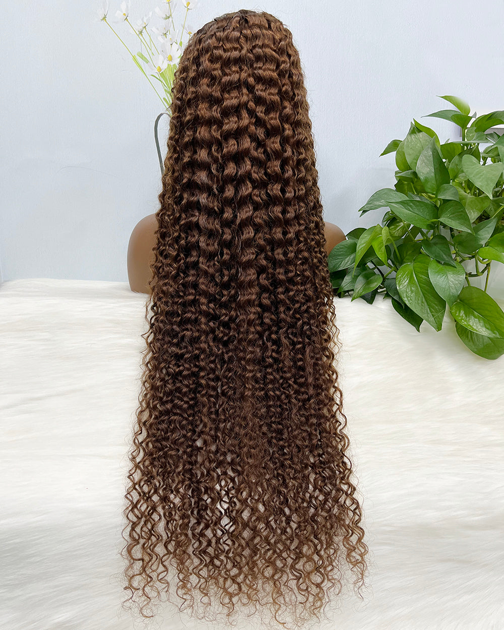 36" 13*4 Lace Wig Water Wave Curly Human Hair Wig 500 grams Color 4#