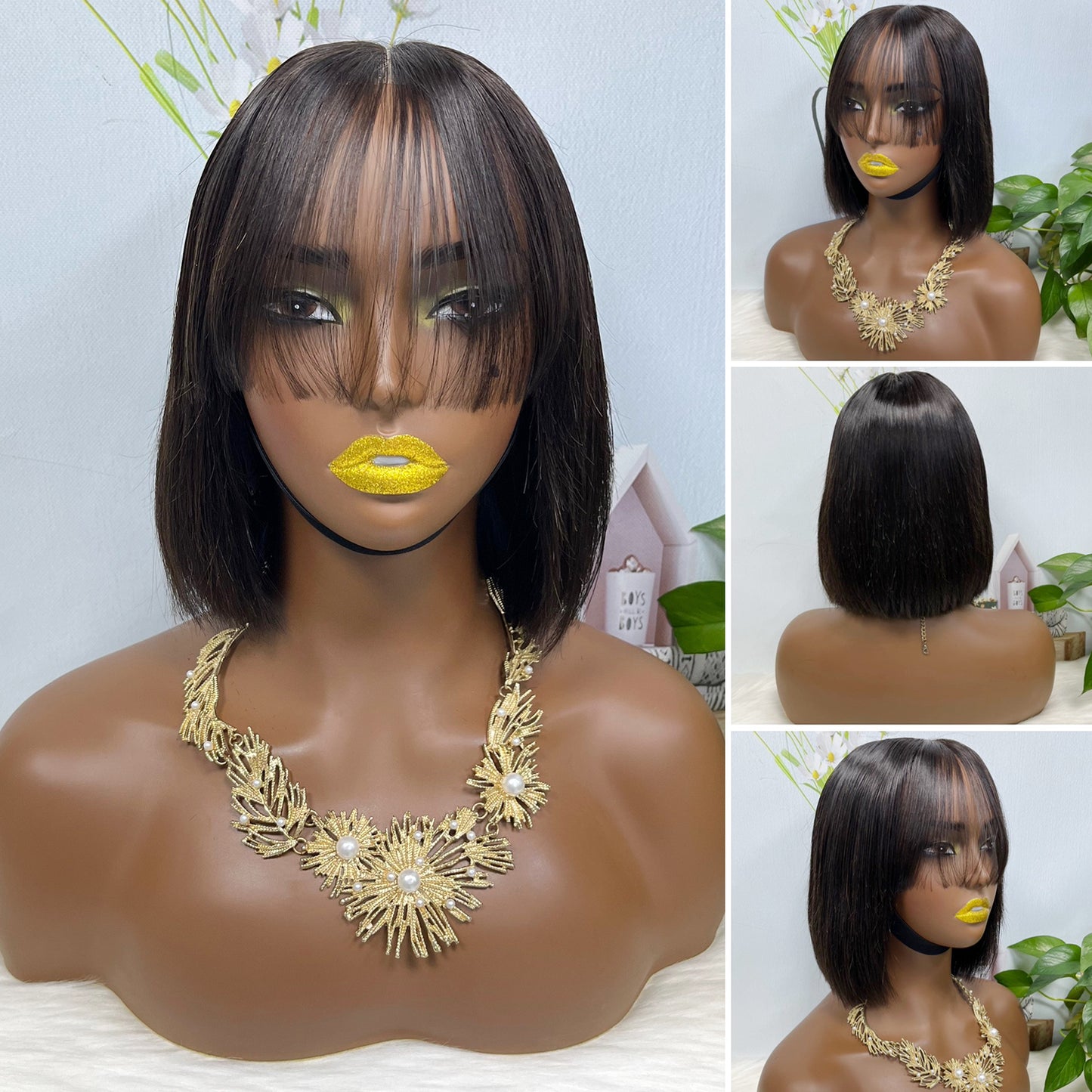 Fringe SDD 2*6 Lace Bob Wig Human Hair Lace Wig Color NC Straight