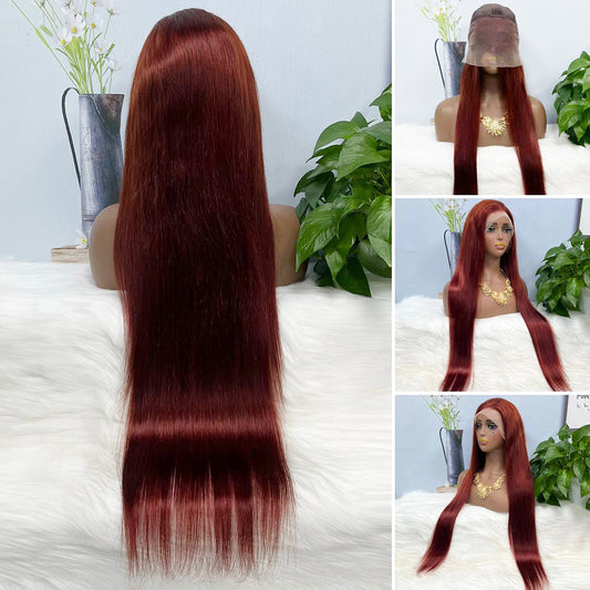 13*4 Lace Wig  Straight Natural Human Hair Lace Wigs Color 33# 200% Density