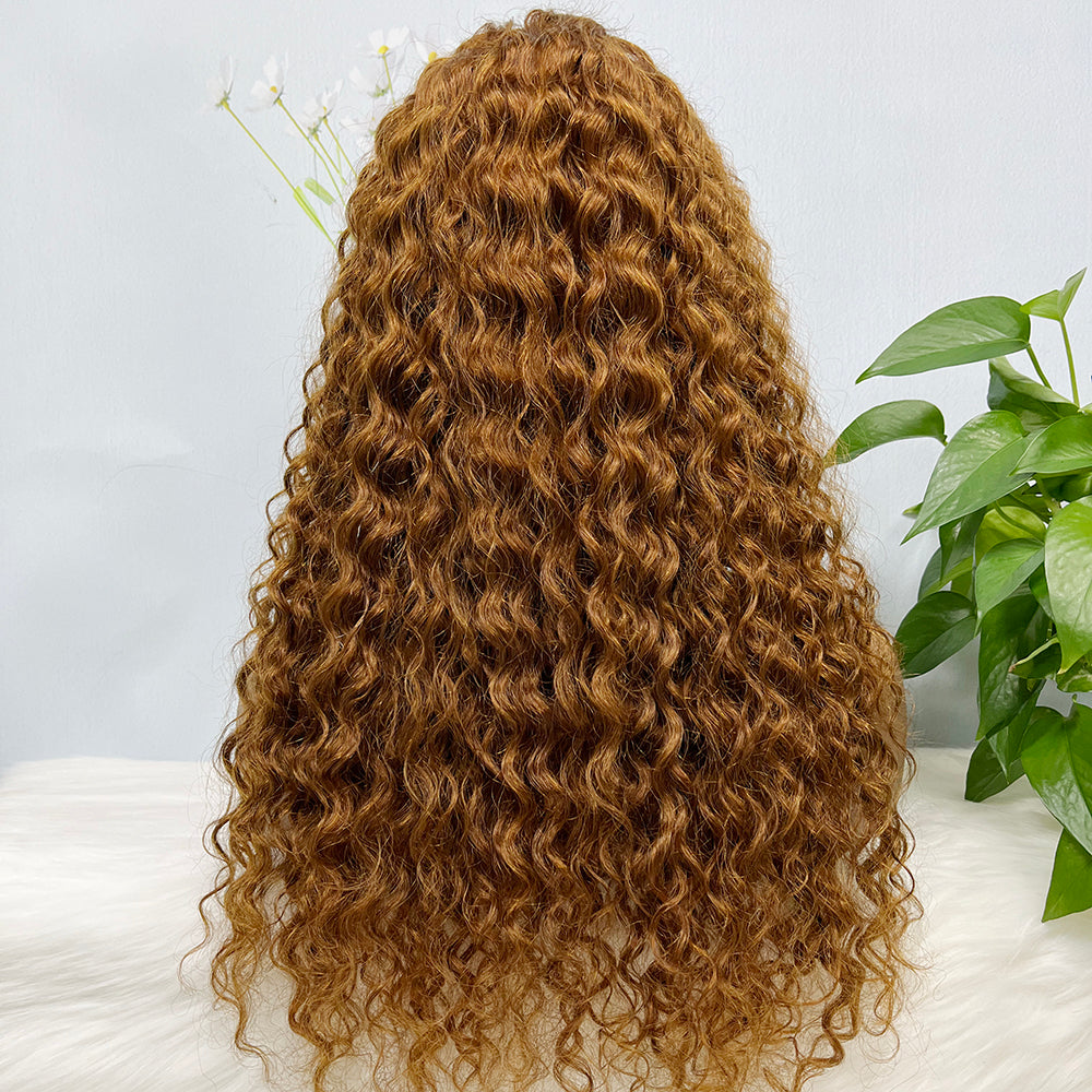 13*4 Lace Wig Water Wave Natural Virgin Human Hair Lace Wigs Color 30# 250%Density