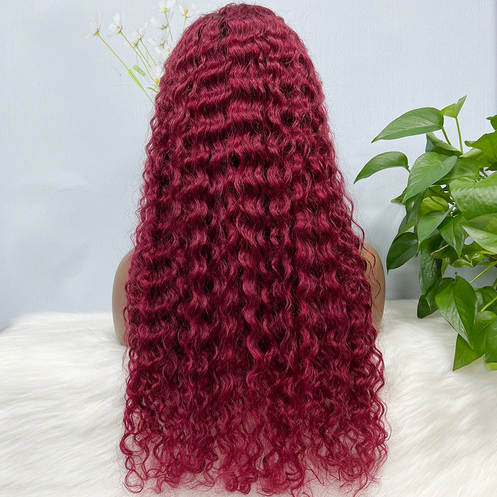 13*4 Lace Wig Water Wave Natural Virgin Human Hair Lace Wigs Color T1B/99J 250% Density