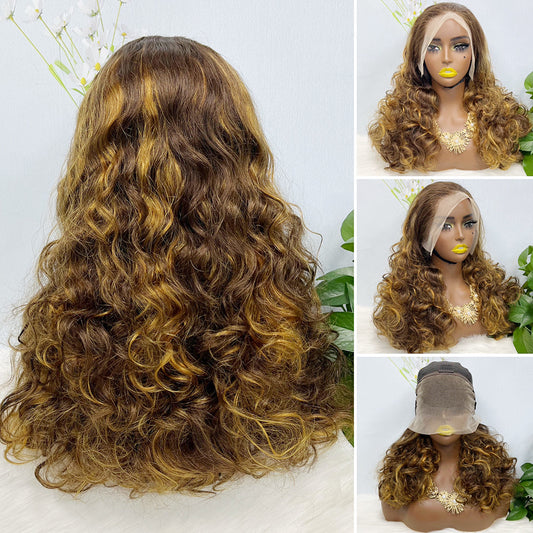 DD 13*4 Lace Wig Fumi  Natural Human Hair Lace Wigs Color P4/27# 250% Density