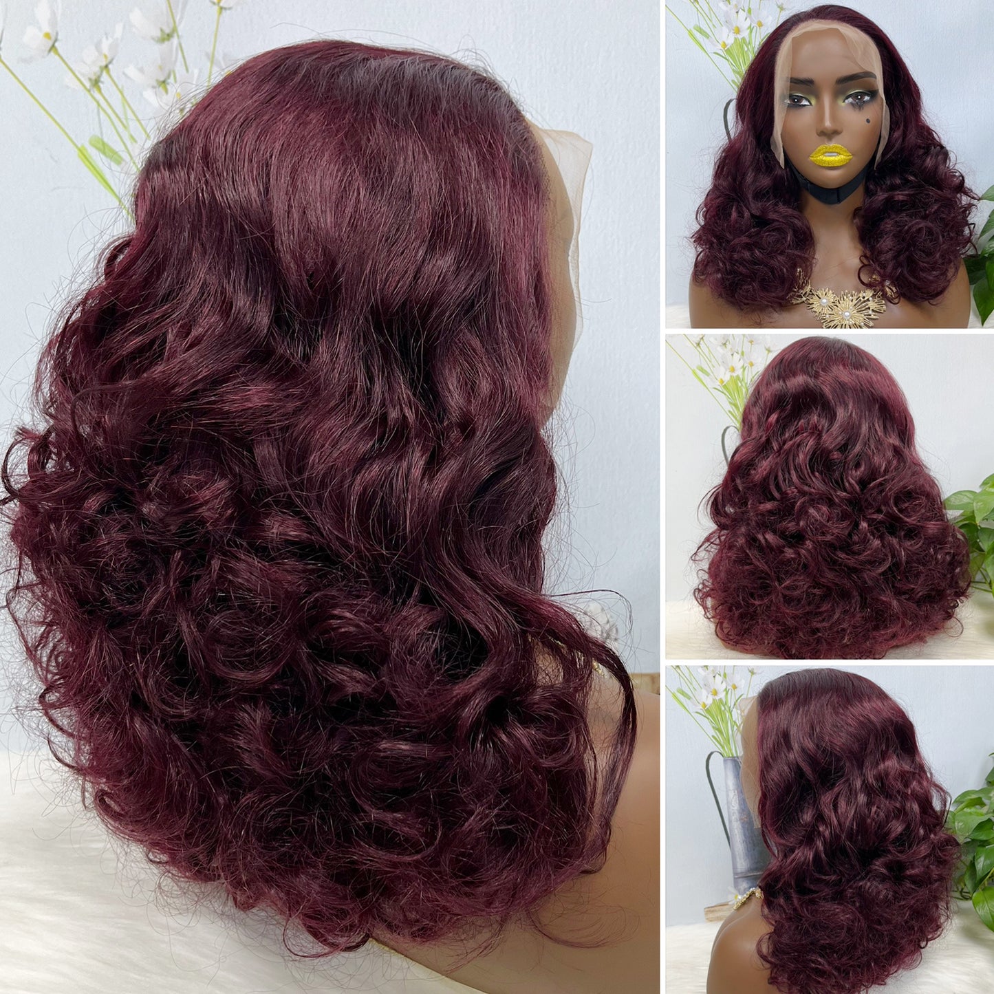 Double Drawn 13*4 Lace Wig Bouncy Natural Virgin Human Hair Wig Color P4/30