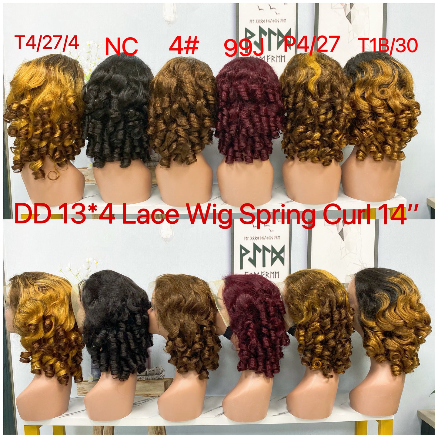 DD 13*4 Lace Wig Spring Curl  Natural Human Hair Lace Wigs Color 4#