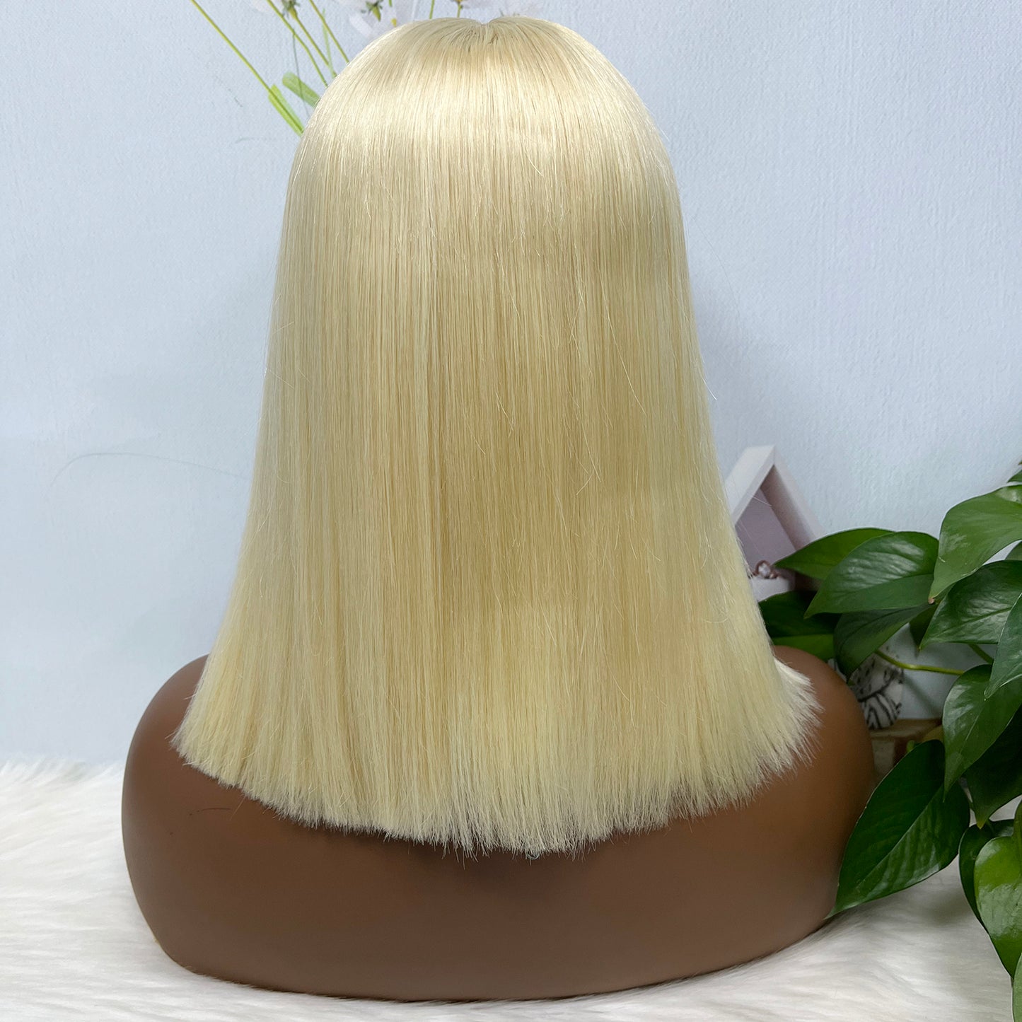 Super Double Drawn 2*6 Lace Bob Wig Human Hair Lace Wig Color 613# Straight