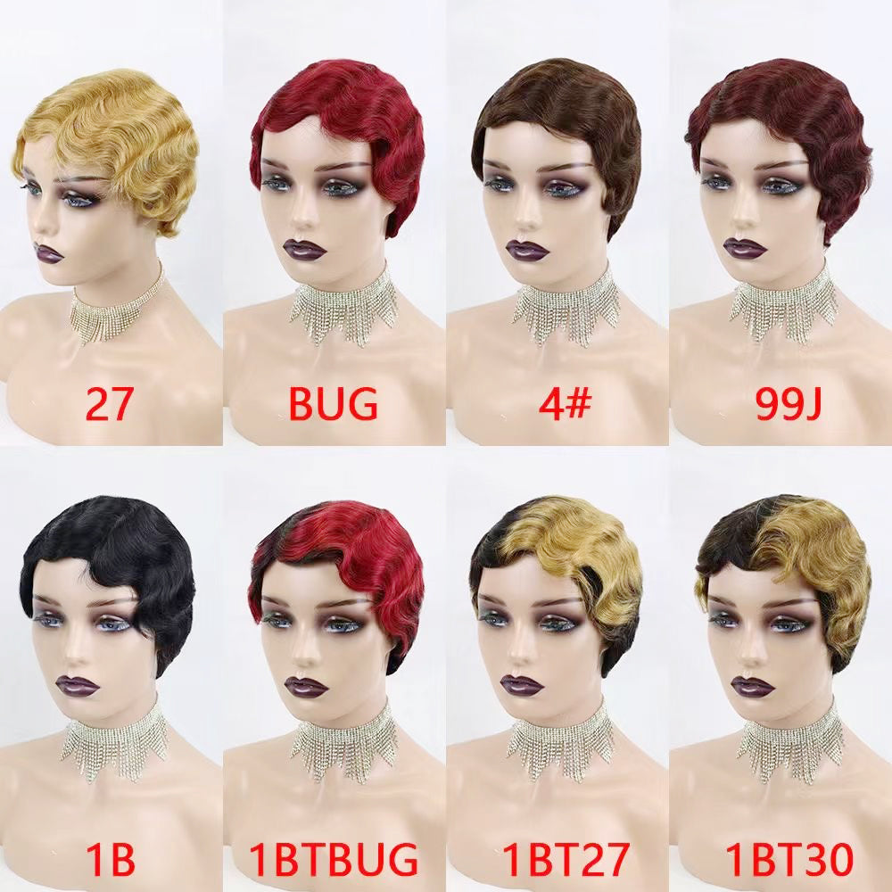 Machine Human Hair Wig Natural Hair No Lace Wigs Natural Color Wig 001