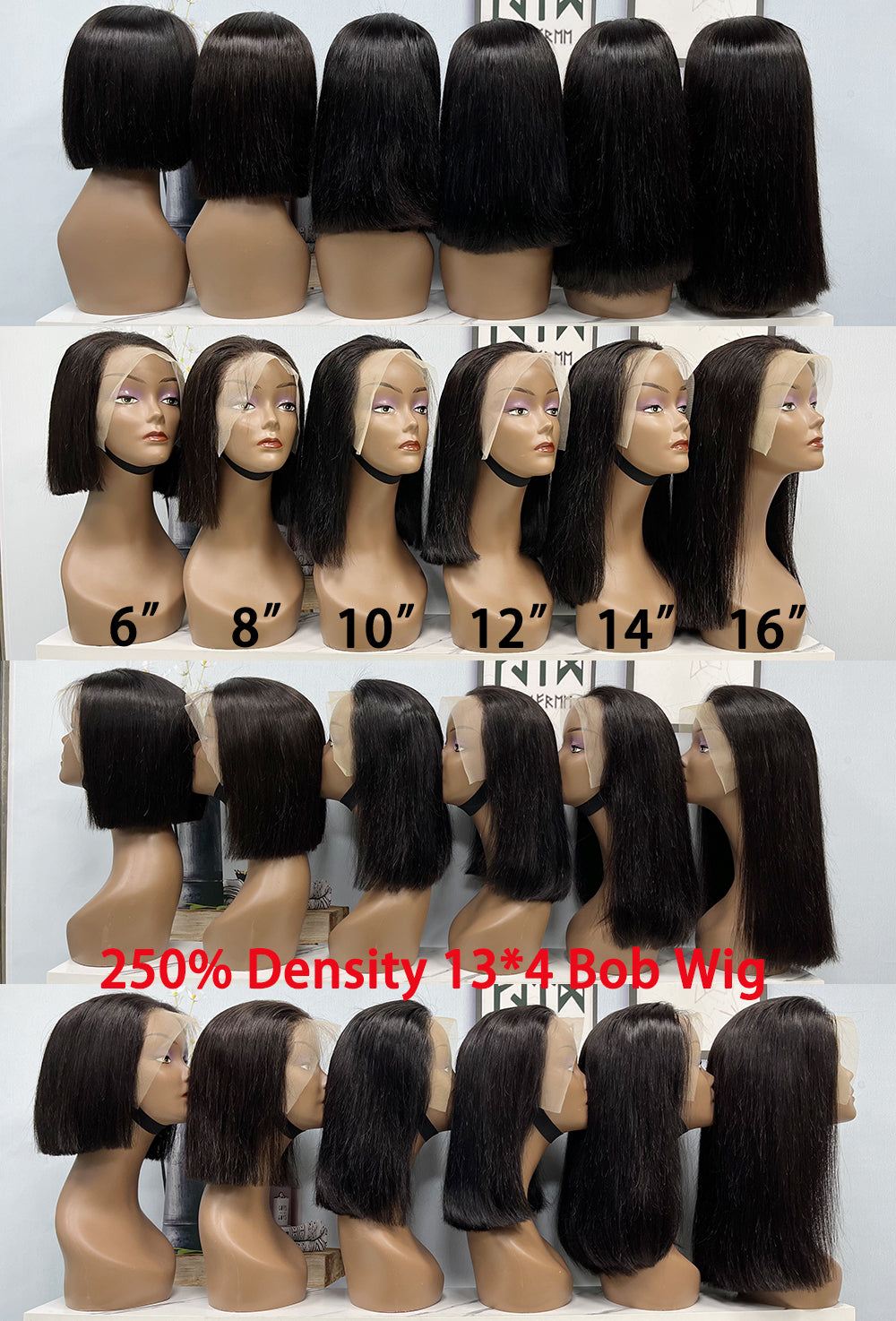 Double Drawn 13*4 BoB Straight  Wigs Color NC 250% Density