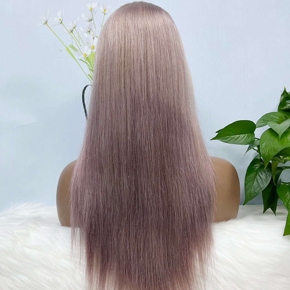 13*4 Lace Wig Straight Natural Virgin Human Hair Lace Wig Color Purple Gray 20inch