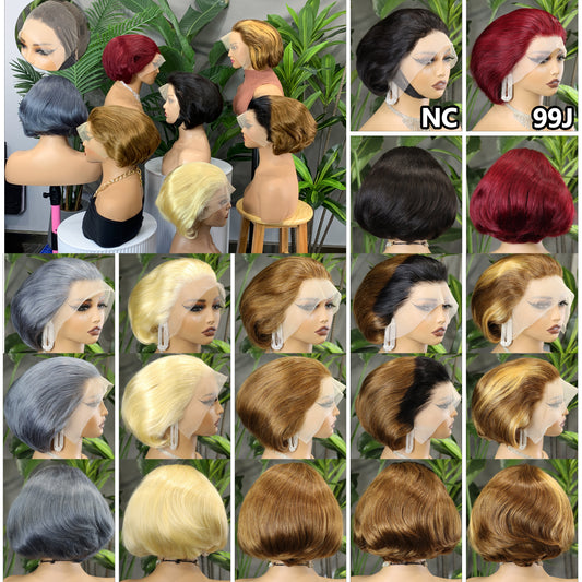 Sasson1908 13x4 Lace Wig Short Style Pixie Human Hair Wigs Natural Color