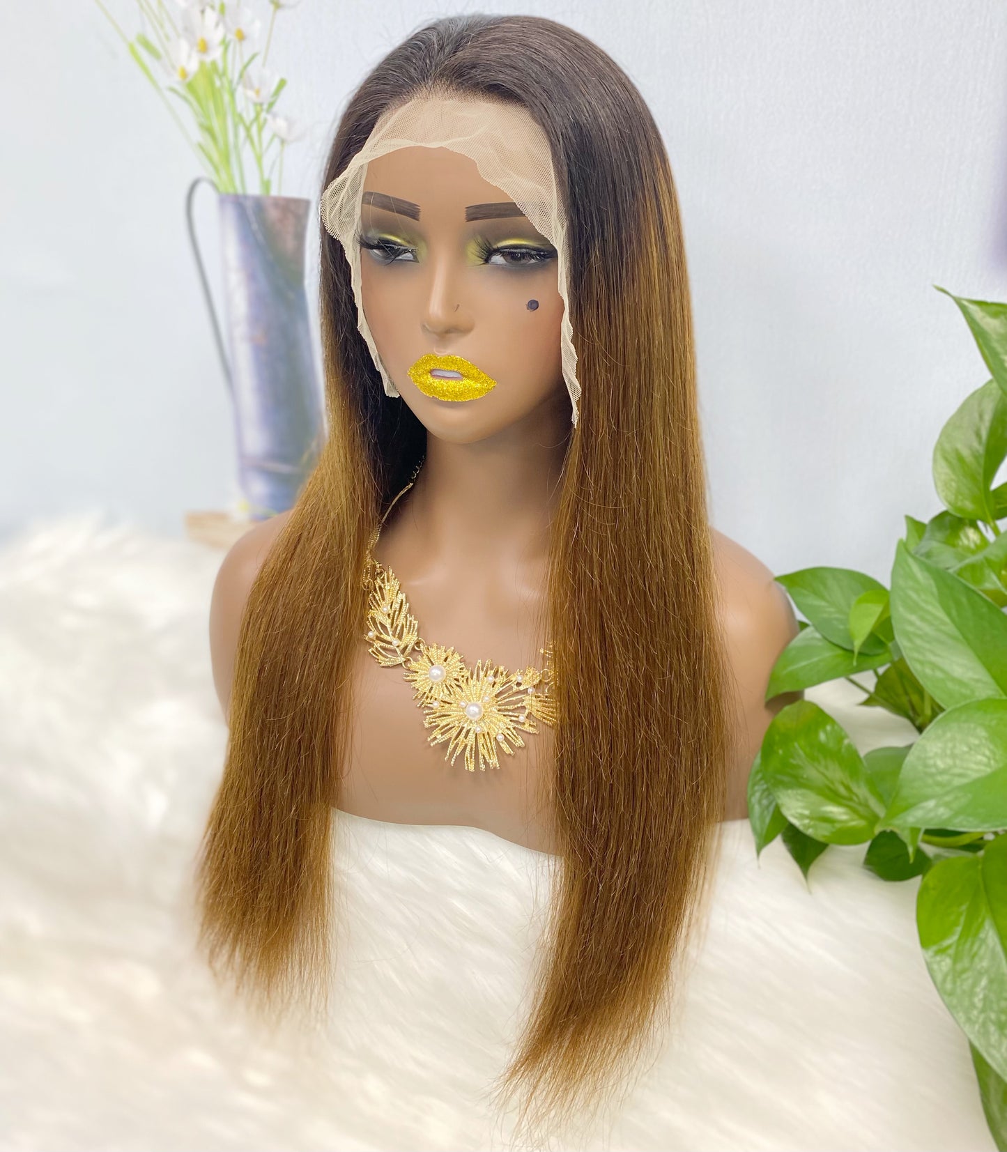 13*4 Lace Wig Straight Natural Virgin Human Hair Lace Wigs Color T1B/4# 200% Density