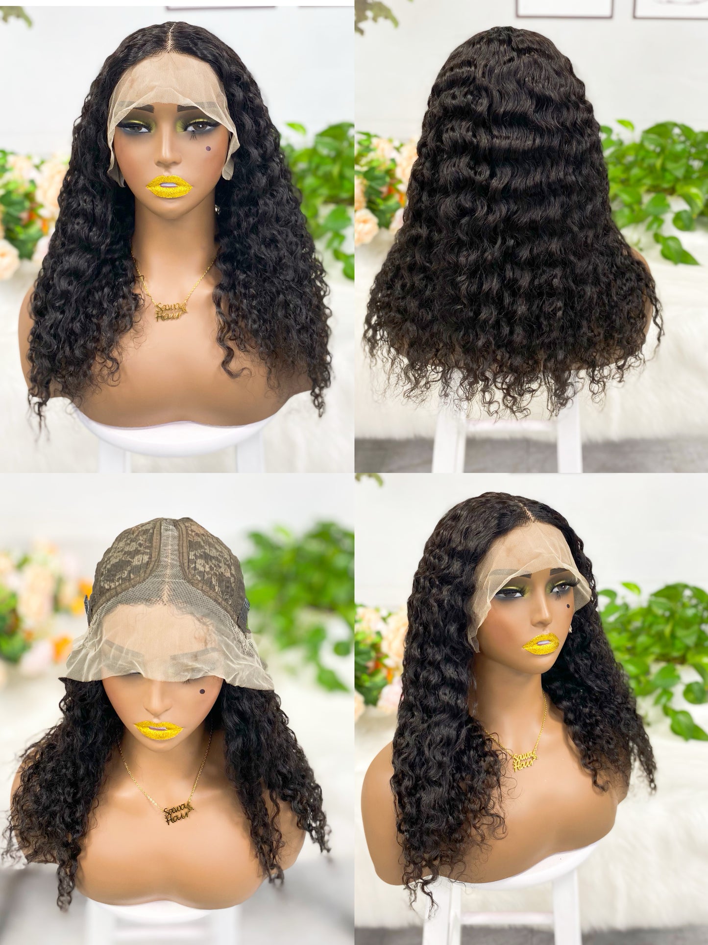 T Lace Wig Jerry  Curl  Natural Human Hair Lace Wigs Color NC