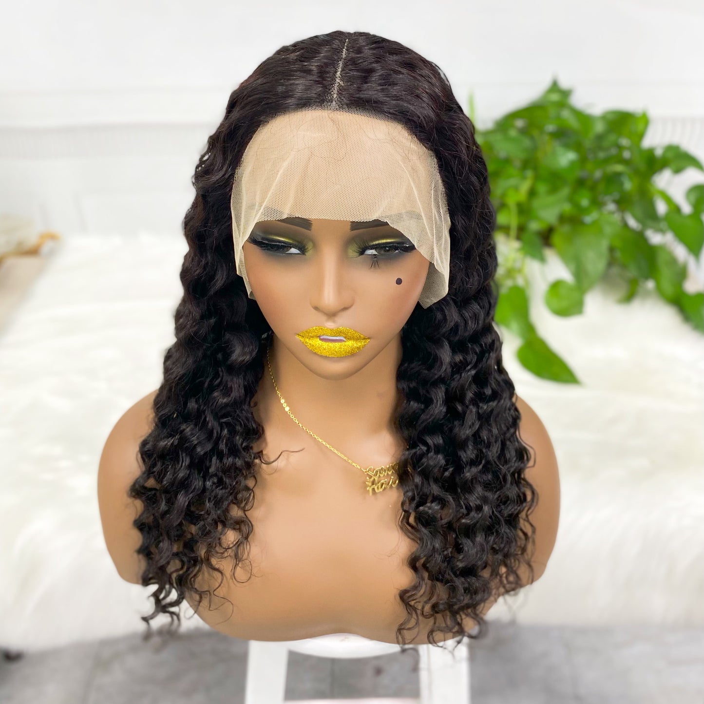 T Lace Wig Deep Wave Perruques de dentelle de cheveux humains naturels 12 "-20" Couleur NC