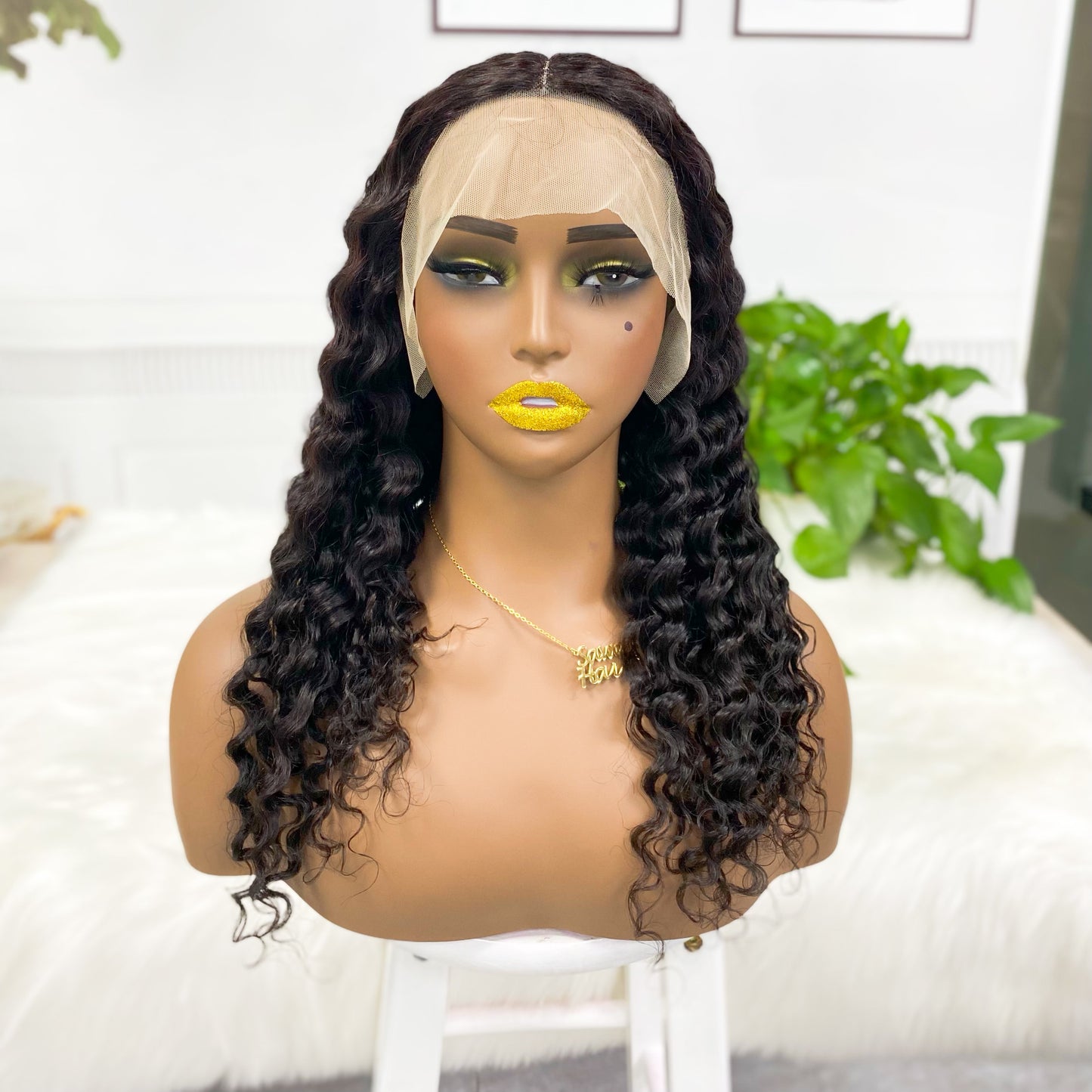 T Lace Wig Deep Wave Perruques de dentelle de cheveux humains naturels 12 "-20" Couleur NC