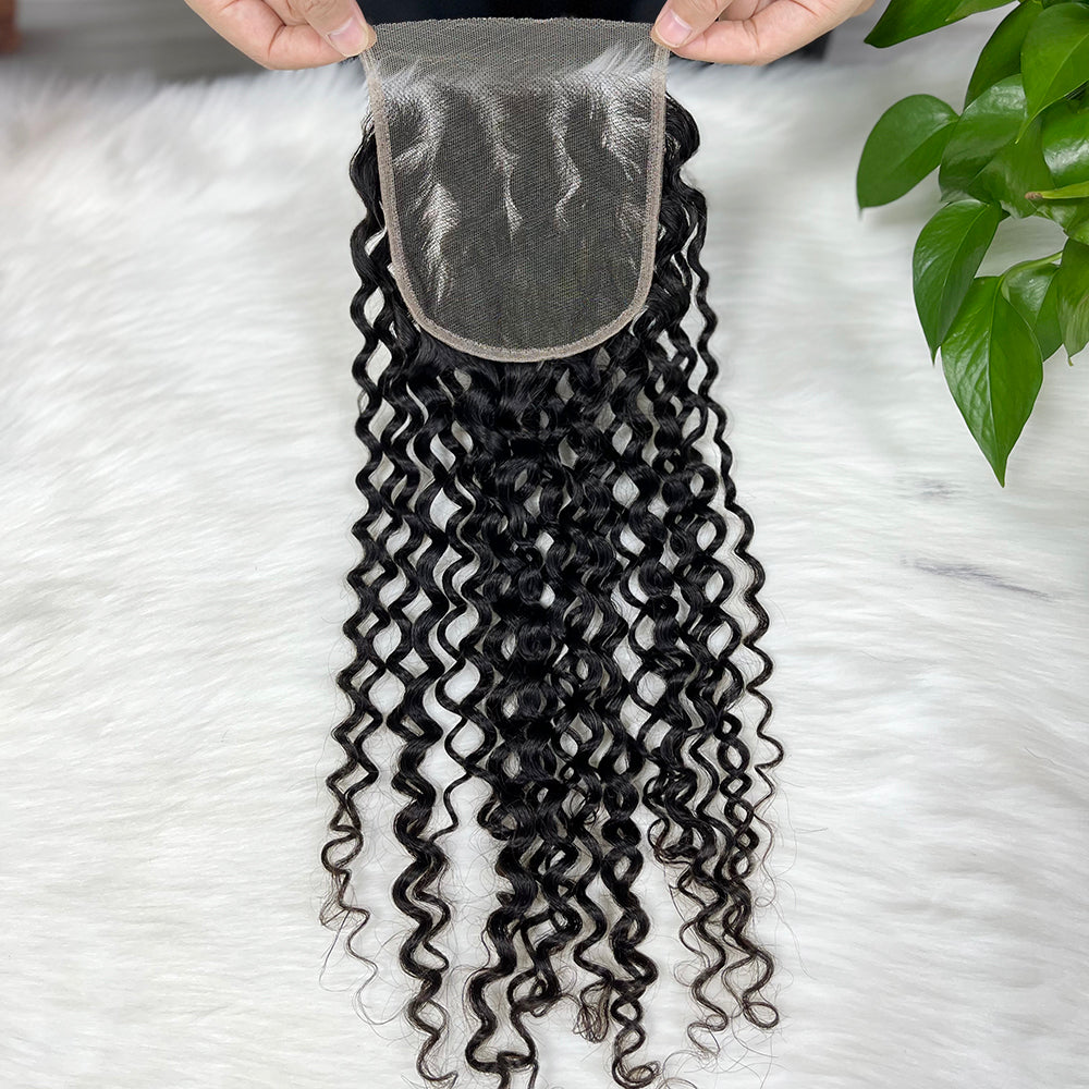 cheveux humains 10" - 26" de Vierge de vague d'eau de fermeture de dentelle de 5*5 HD couleur naturelle