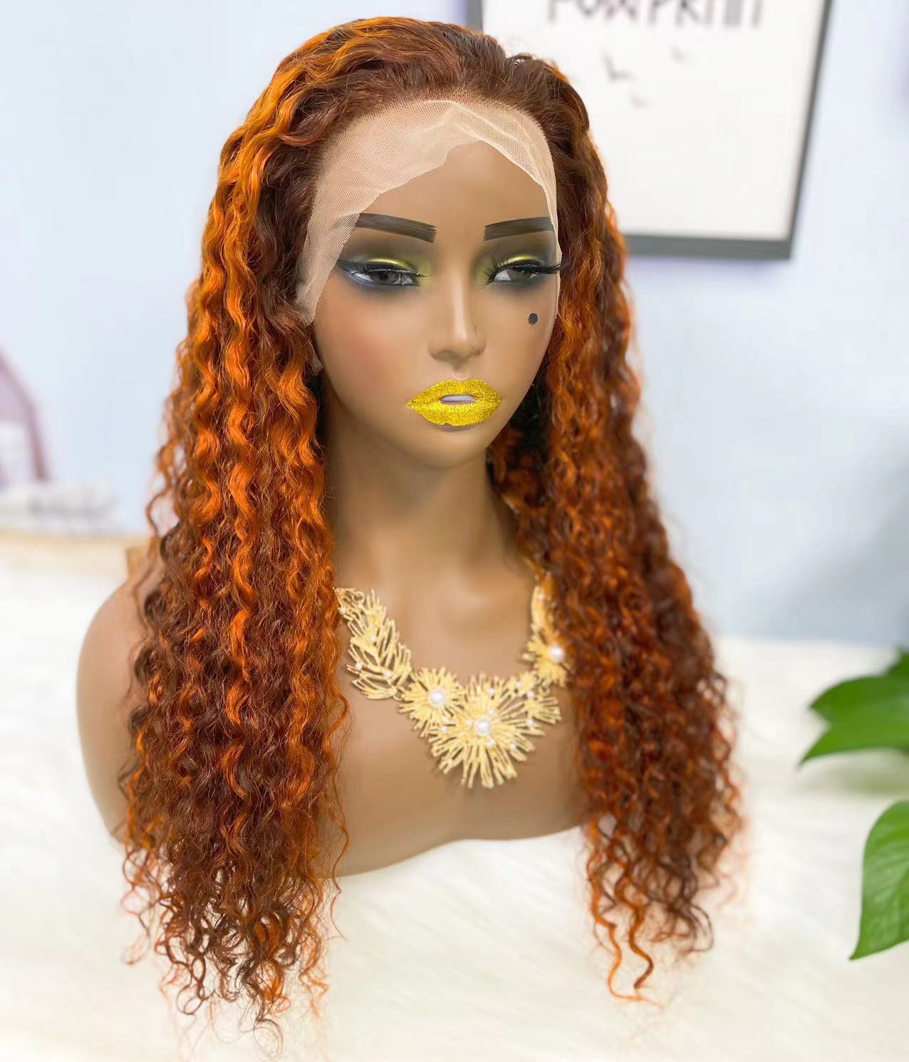 13*4 Lace Wig   Water Wave Natural Virgin Human Hair Lace Wigs Color P4/350# 200% Density