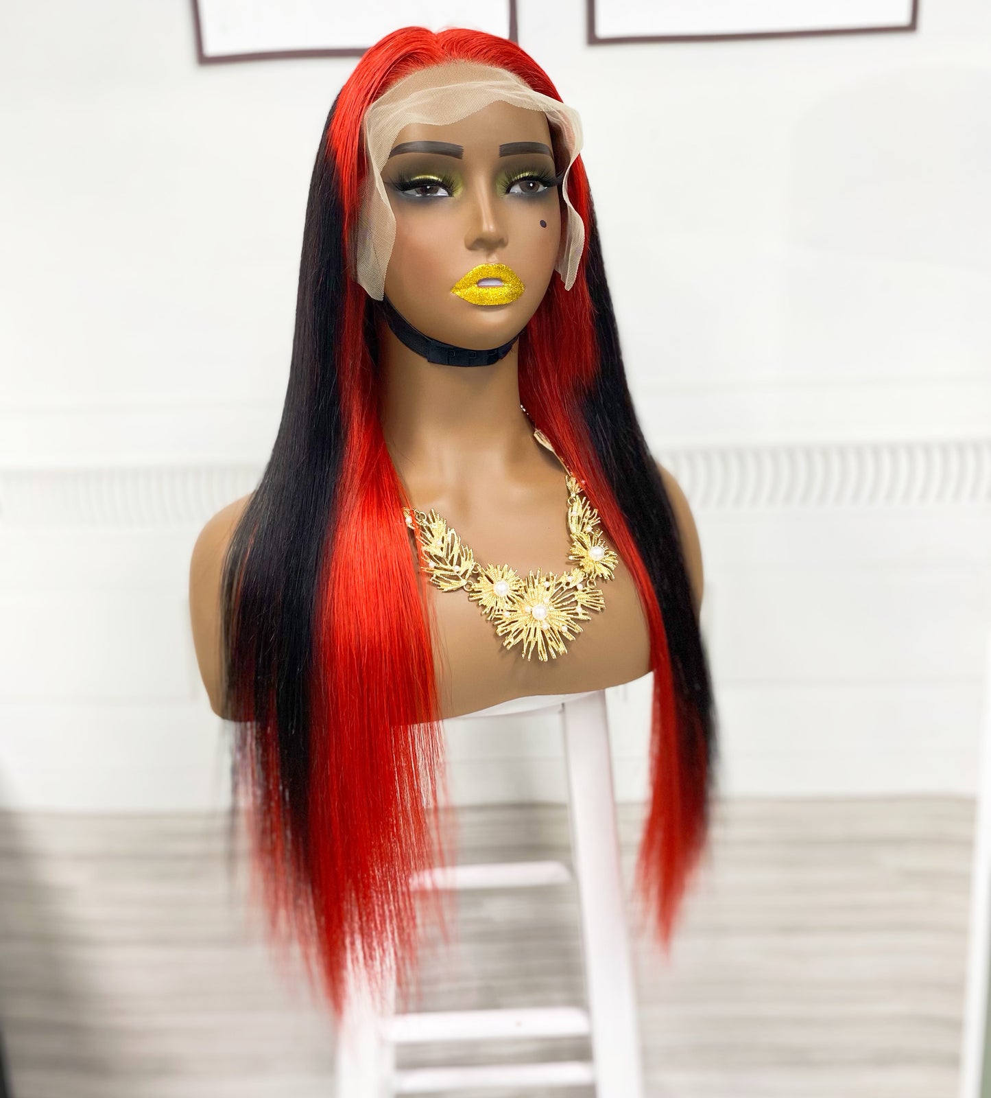 13*4 Lace Wig Straight Natural Human Hair Lace Wigs Color Red/1B/Red  250% Density