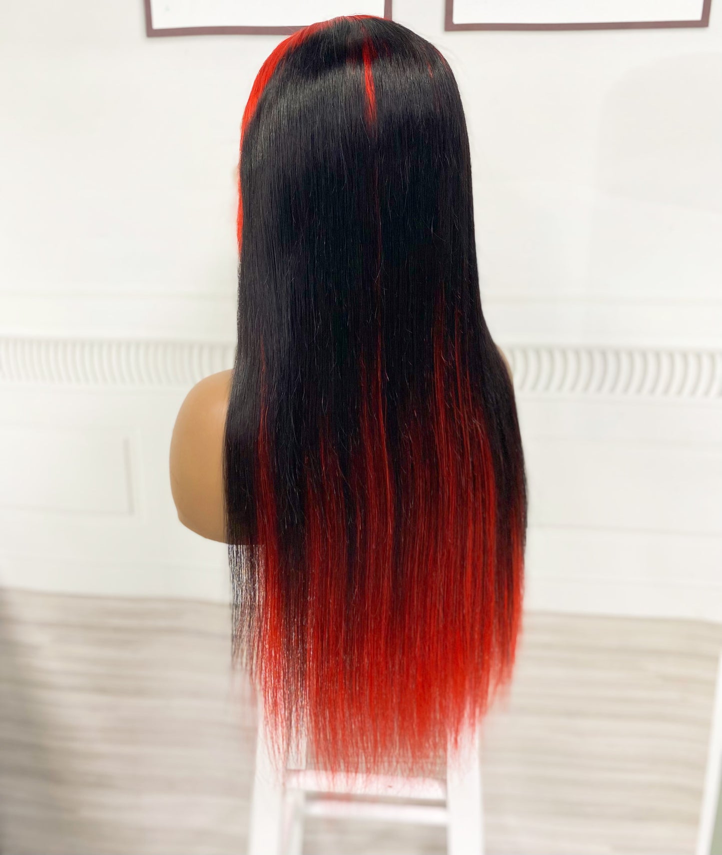 13*4 Lace Wig Straight Natural Human Hair Lace Wigs Color Red/1B/Red  250% Density