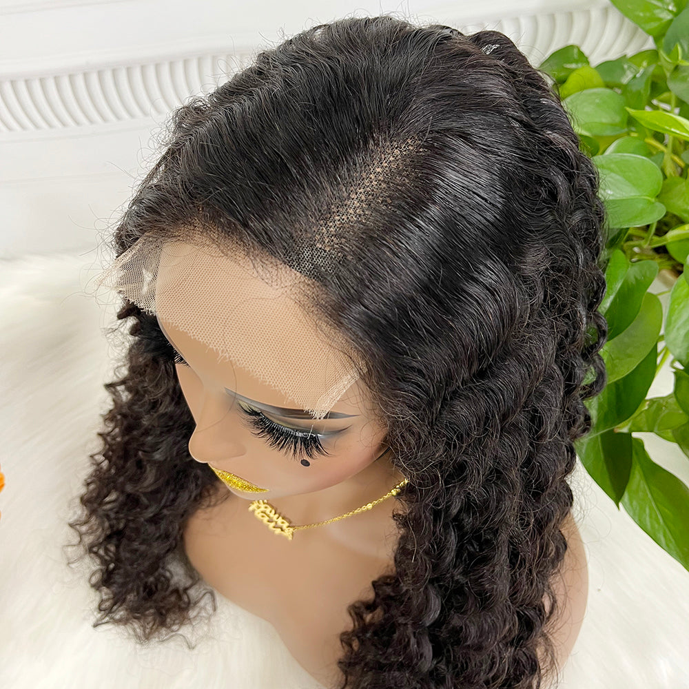 5*5 HD Glueless Lace Wig Deep Wave Natural Human Hair Wigs 24" 250% Density