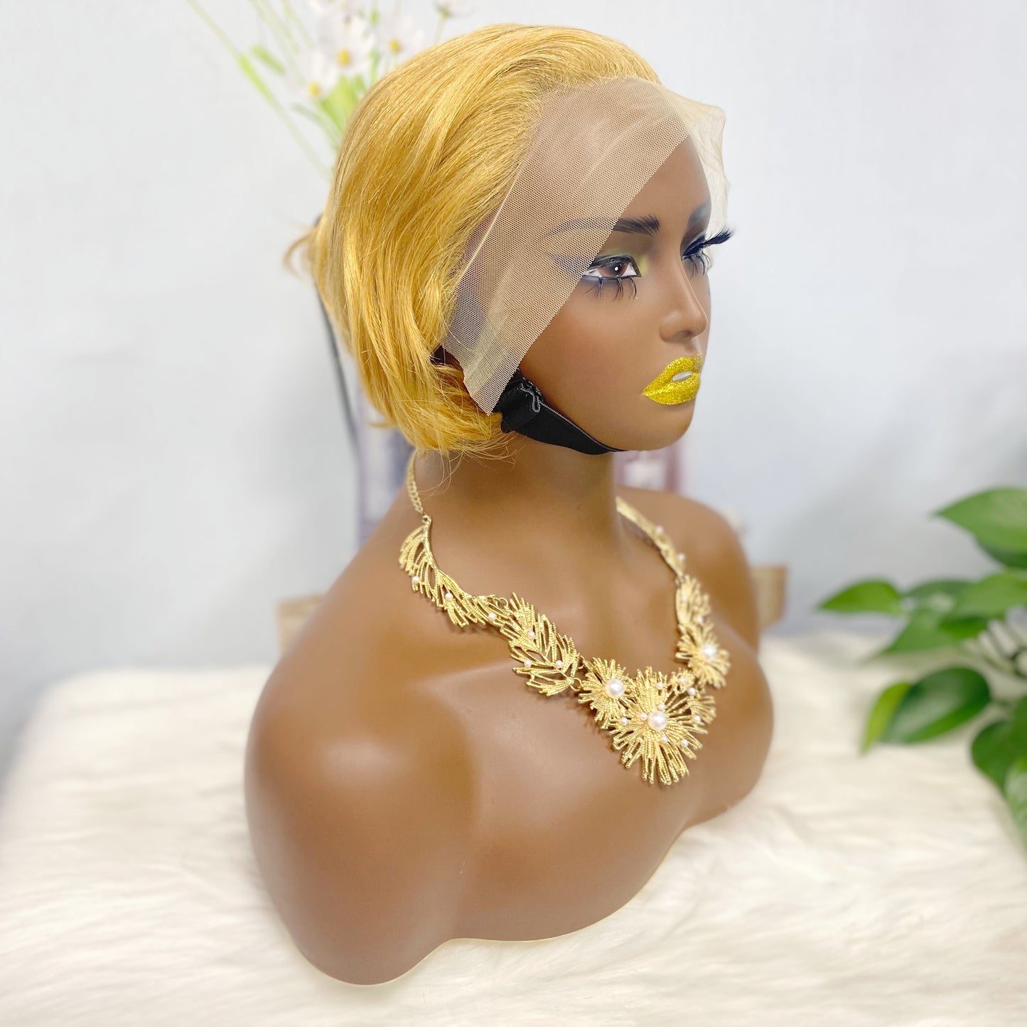 13*4 Lace Wig Pixie Cut Natural Virgin Human Hair Lace Wigs Color 27#