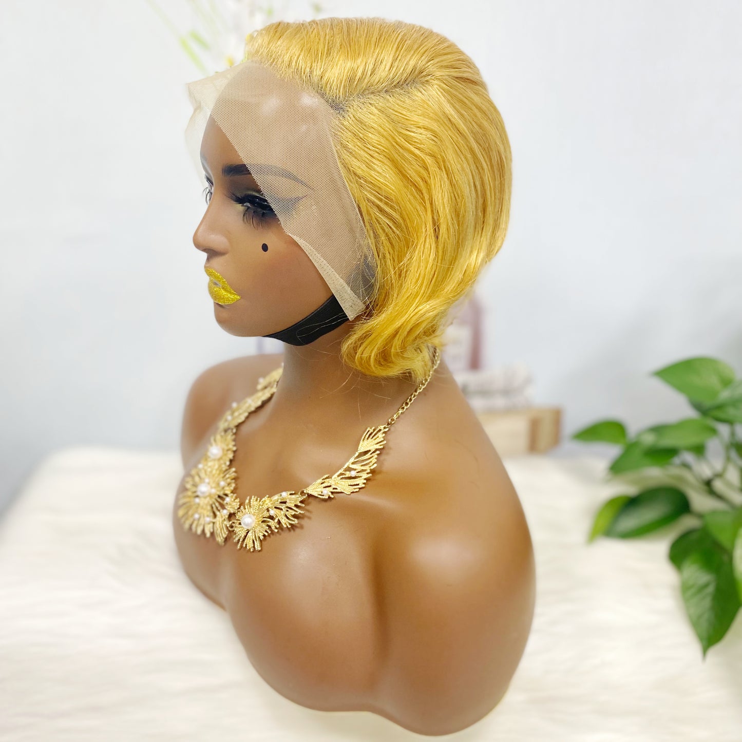 13*4 Lace Wig Pixie Cut Natural Virgin Human Hair Lace Wigs Color 27#