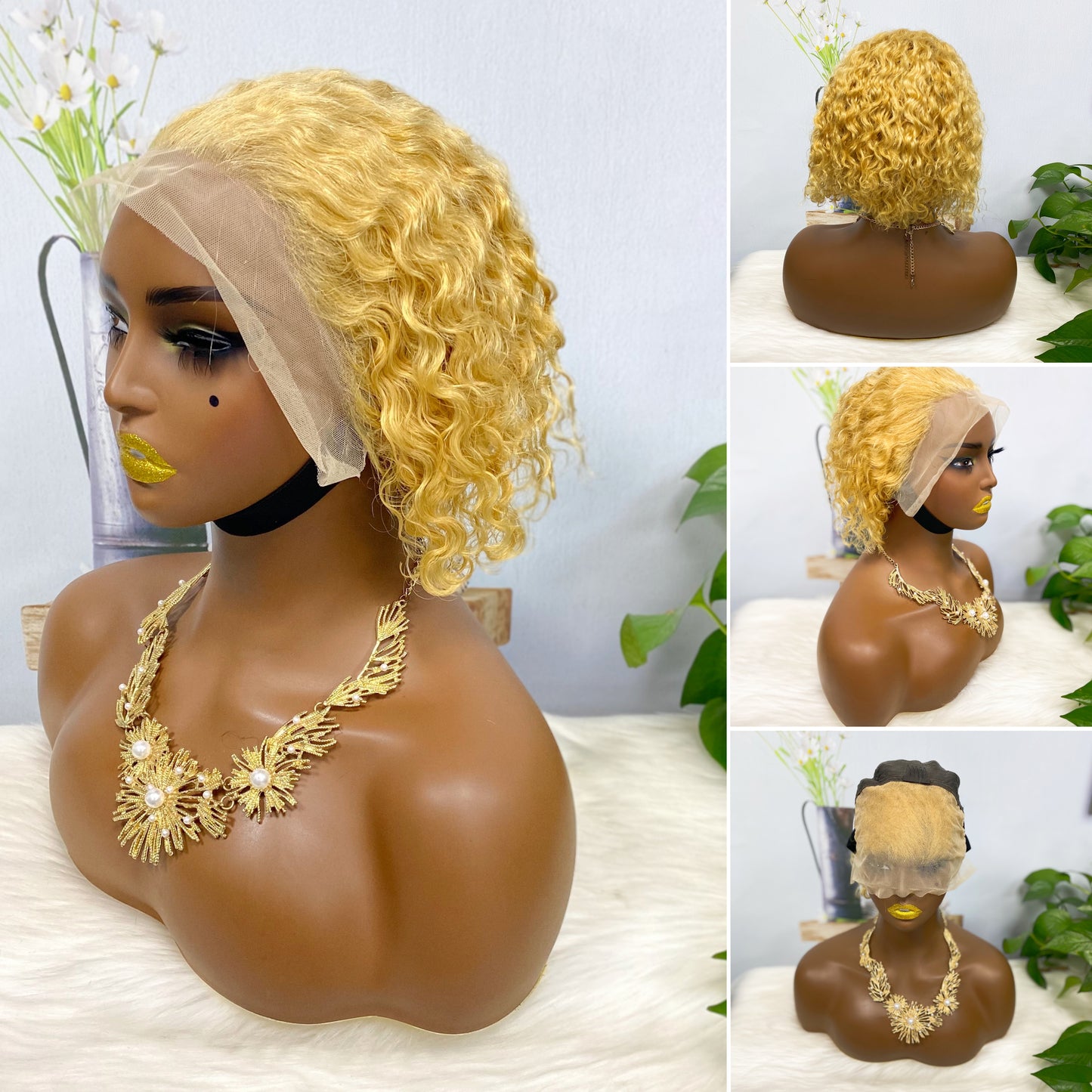 13*4 Lace Wig  Curly Human Hair Lace Wigs Color 27#