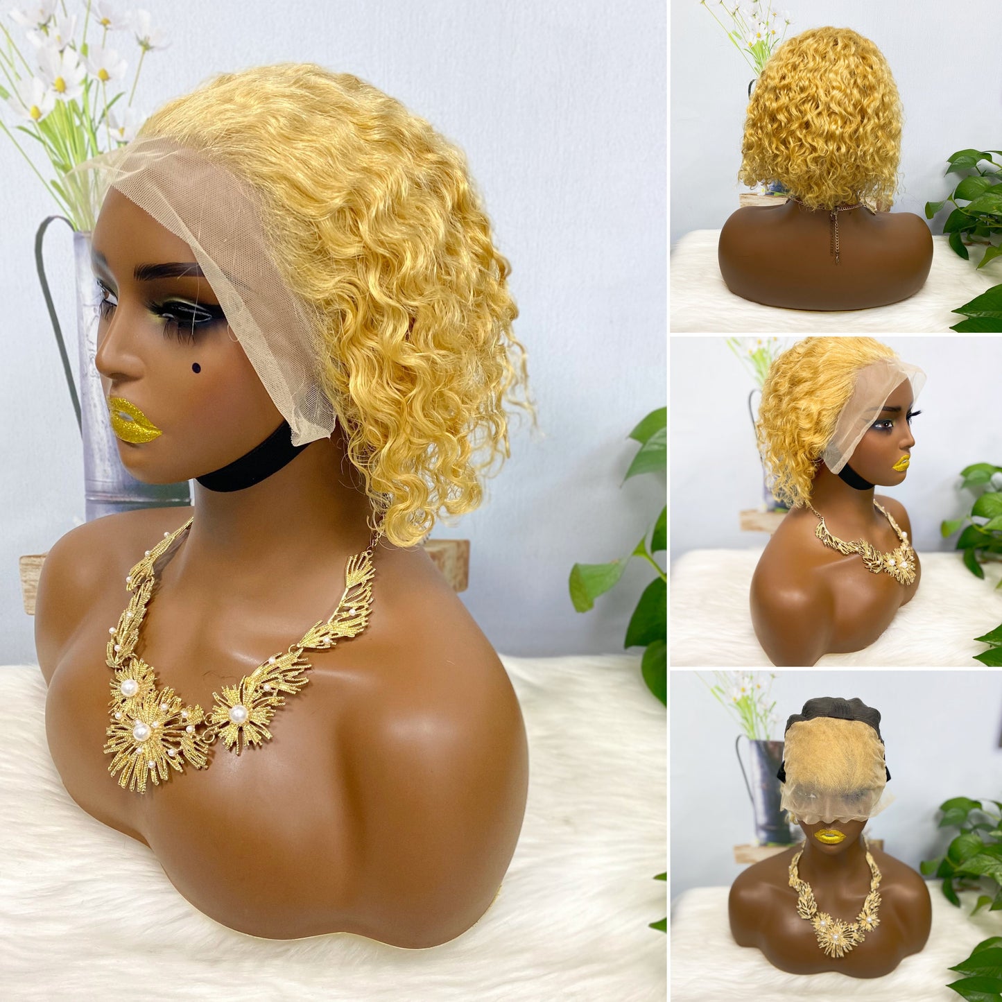 13*4 Lace Wig  Curly Human Hair Lace Wigs Color 30#