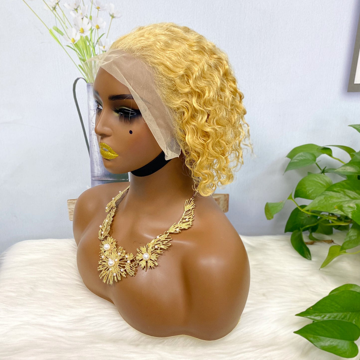 13*4 Lace Wig  Curly Human Hair Lace Wigs Color 27#