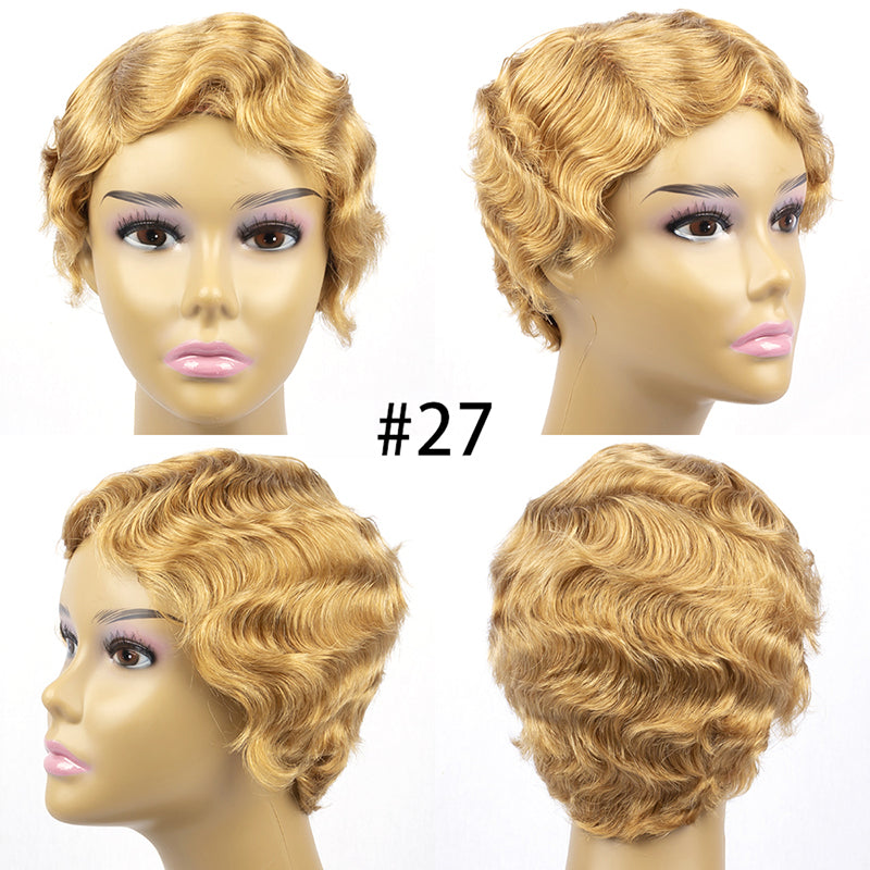 Machine Human Hair Wig Natural Hair No Lace Wigs Natural Color Wig 001