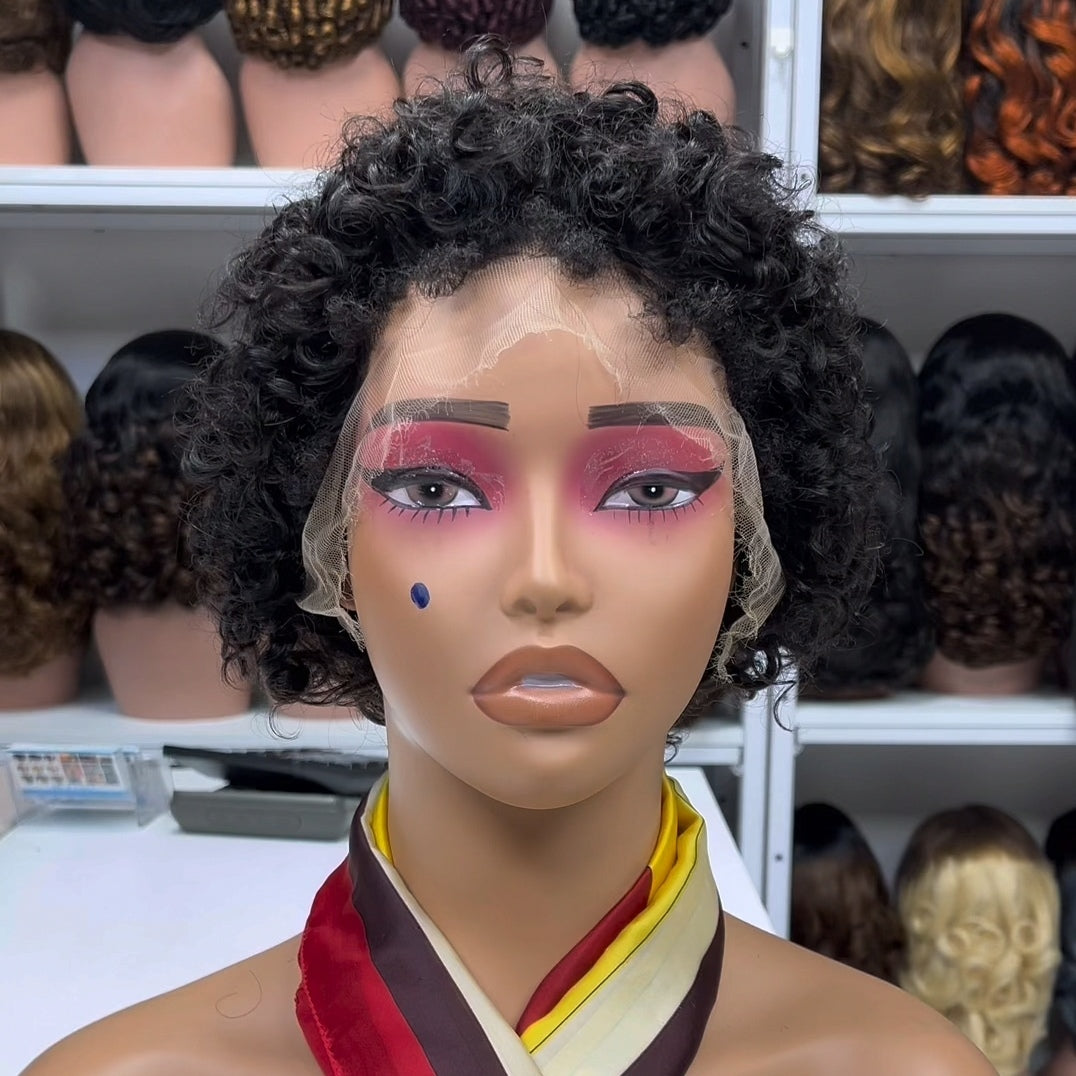5*5 HD Lace Wig Jerry Curl cheveux humains naturels dentelle perruques couleur NC 250% densité 12 pouces