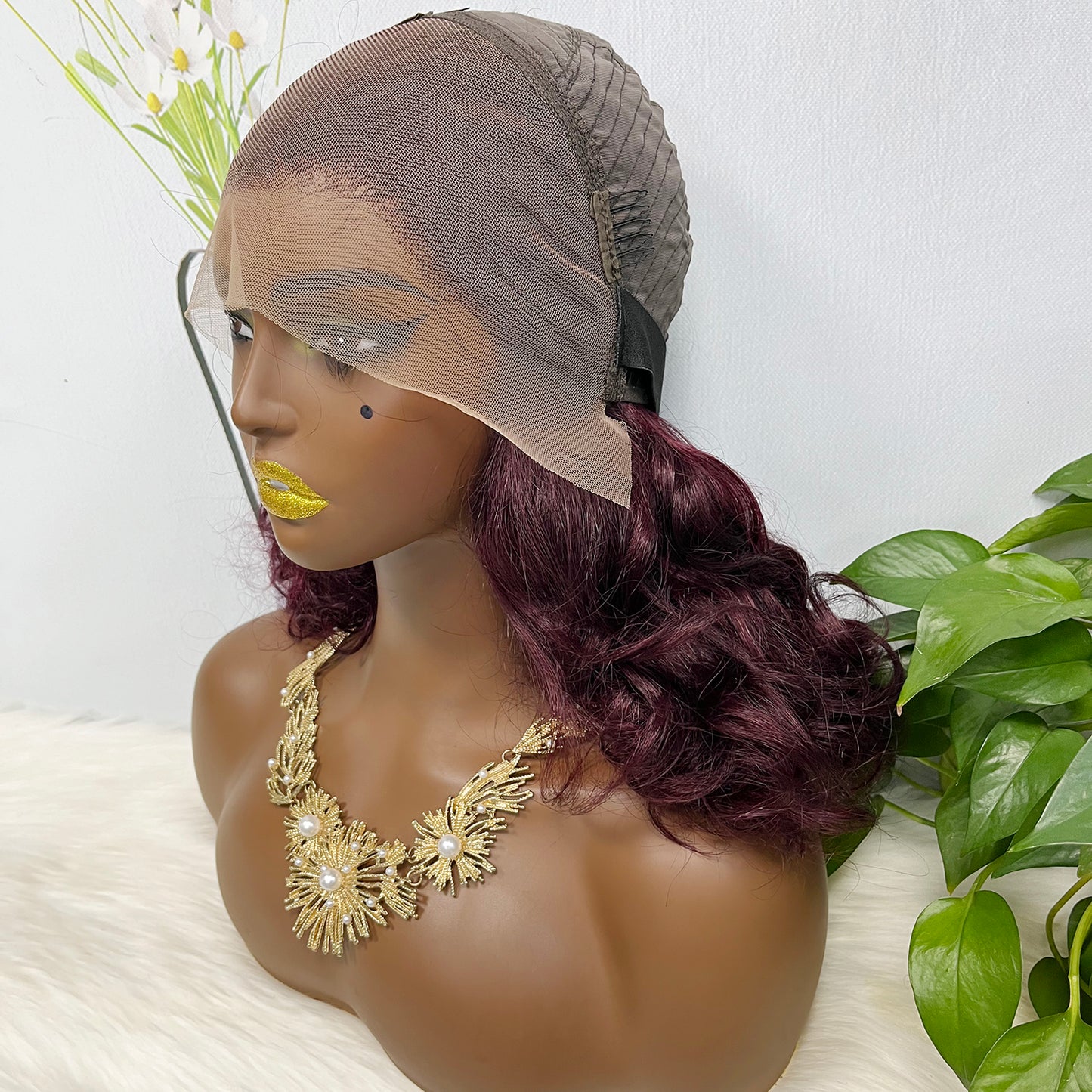 Double Drawn 13*4 Lace Wig Bouncy Natural Virgin Human Hair Wig Color 99J