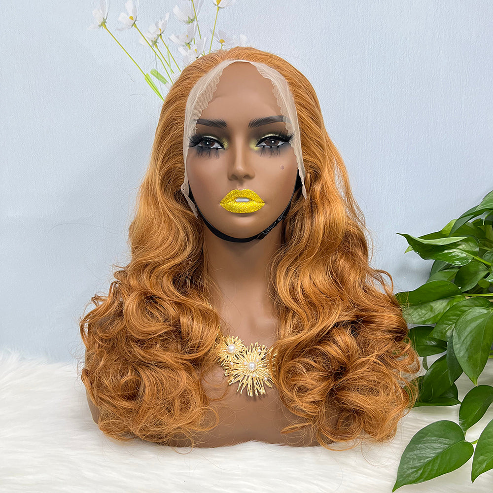 Double Drawn 13*4 Lace Wig Loose Wave Natural Human Hair Lace Wig Color 30# 250% Density