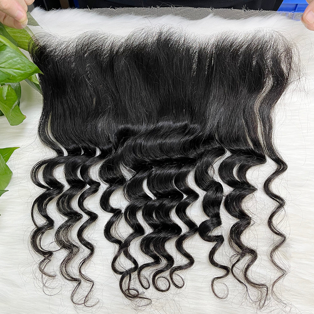 13*4 HD Lace Frontal Loose Deep  100% Natural Human Hair Natural Color 10"-26"