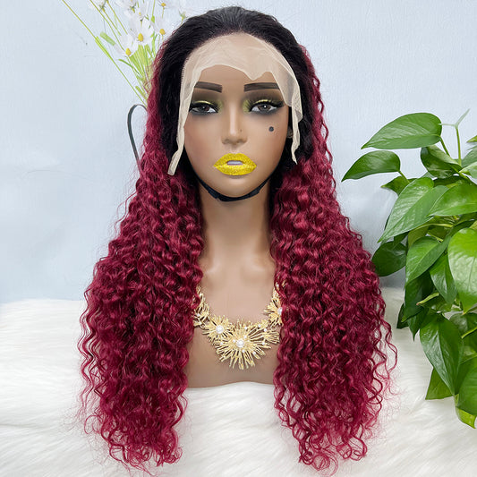 13*4 Lace Wig Water Wave Natural Virgin Human Hair Lace Wigs Color T1B/99J 250% Density