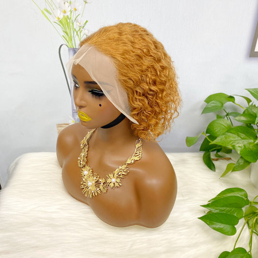 13*4 Lace Wig  Curly Human Hair Lace Wigs Color 30#